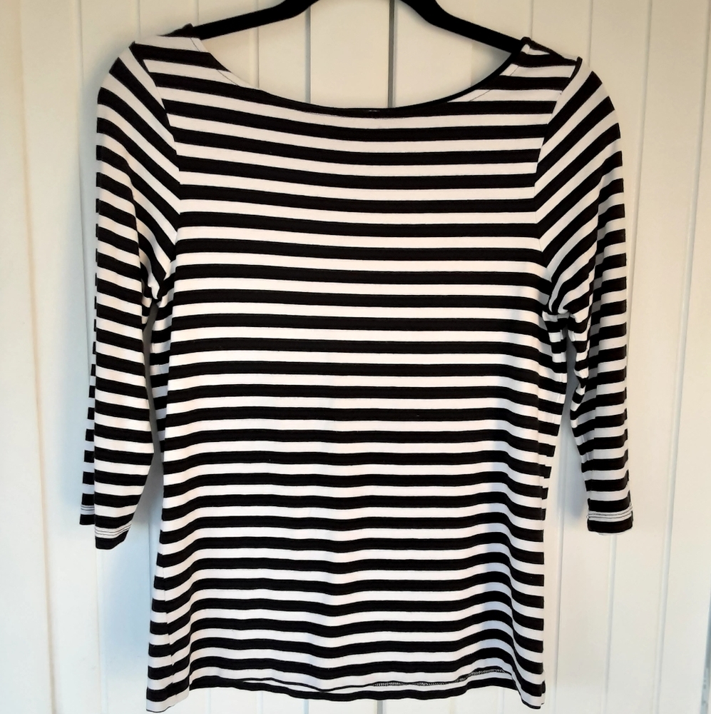 Talbots Petites Striped 3/4 sleeve, Cute and Comfortable
